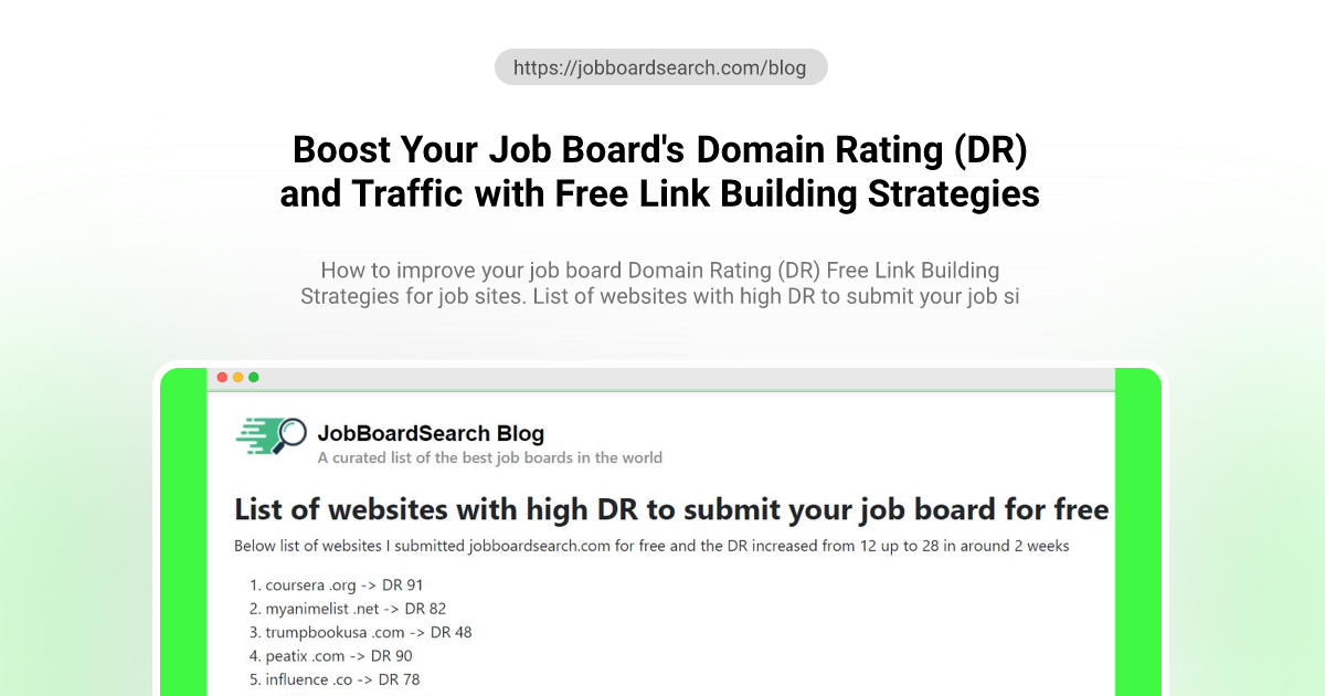 Boost Your Job Board's Domain Rating and Traffic with Free Link Building Strategies