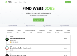 Find Web3 Jobs job board - Find Web3 Jobs: Job Board for Crypto, NFTs, Blockchain Gaming and the Metaverse.