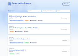 React Native Careers job board - A curated list of React Native opportunities.