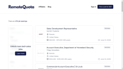 RemoteQuota job board - Remote Tech Sales Jobs With Salary Transparency